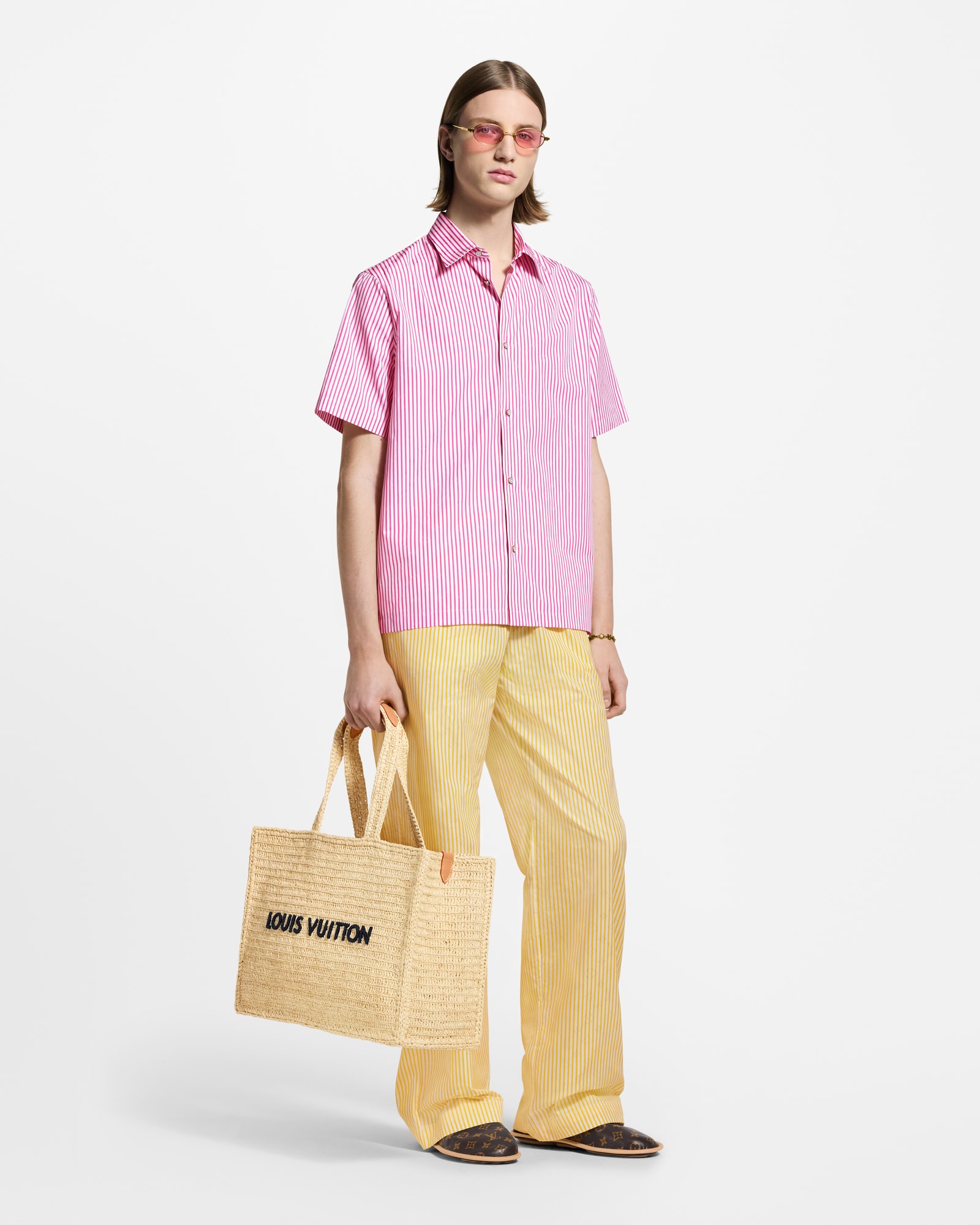 LOUIS VUITTON ピンク ストライプ ポロシャツ M Summer Shopper Tote MM Other Canvas - Men Bags | LOUIS VUITTON